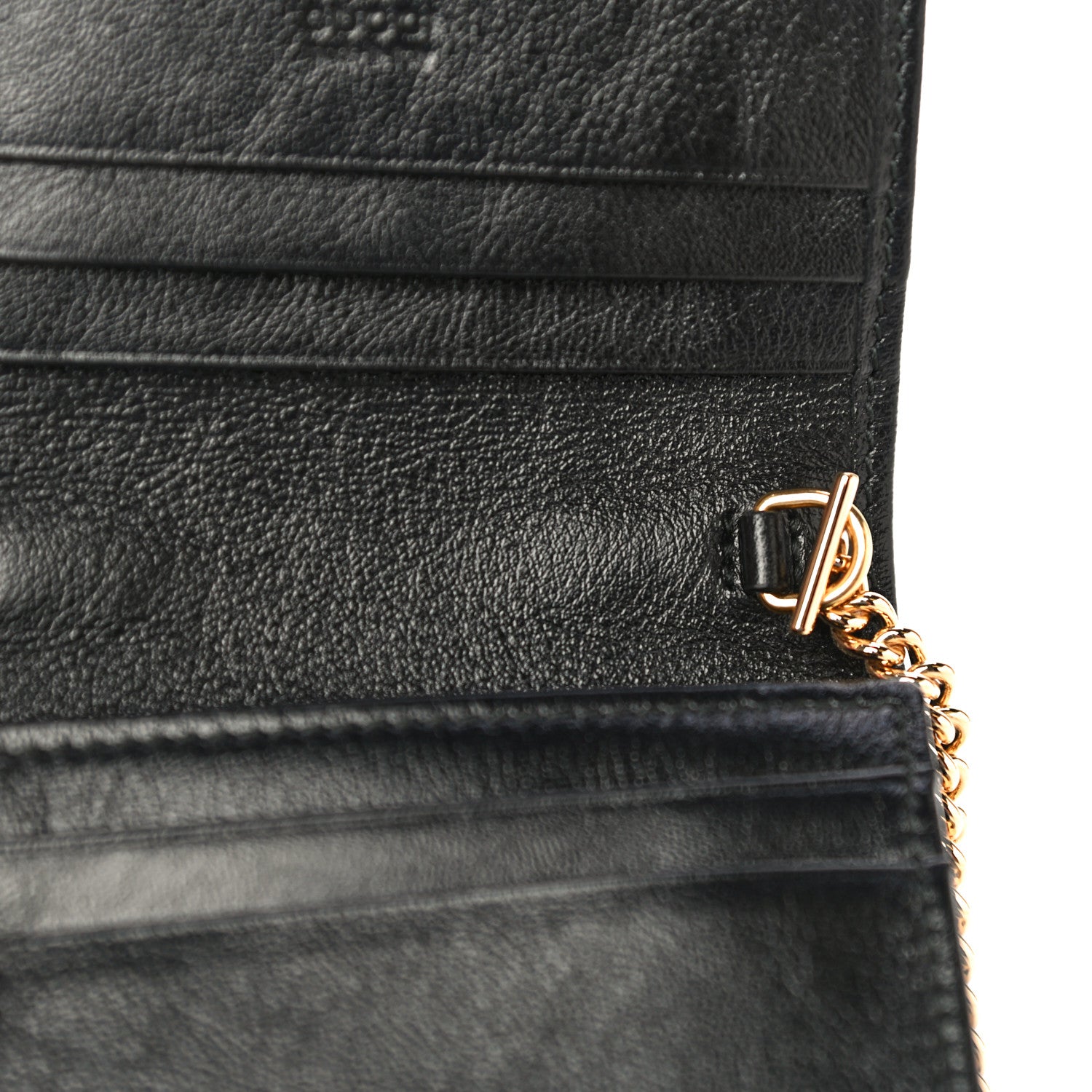 Gucci Calfskin Web Rajah Chain Card Case Wallet Black 9 of 11