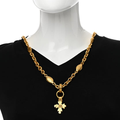 Chanel Long CC Cross Pendant Necklace Gold 2 of 6