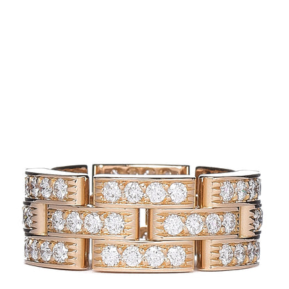 Cartier 18K Yellow Gold Diamond Maillon Panthere 3 Rows Ring Paved 49 4.75 3 of 4