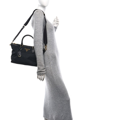 Prada Tessuto Nylon Saffiano Shopping Tote Black 2 of 10