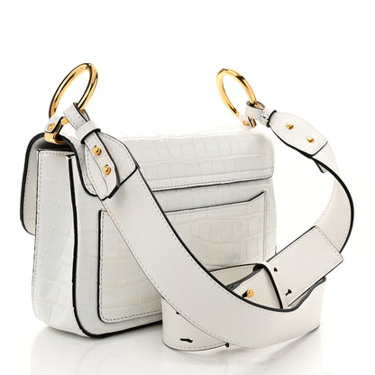Chloe Calfskin Crocodile Embossed Small C Double Carry Bag Brilliant White 3 of 11