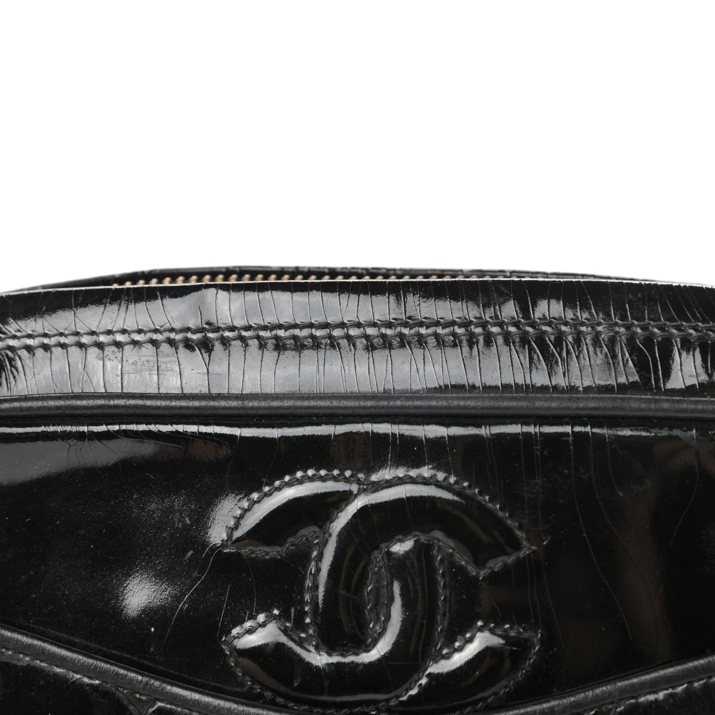 Patent Quilted Tassel Camera Case Black