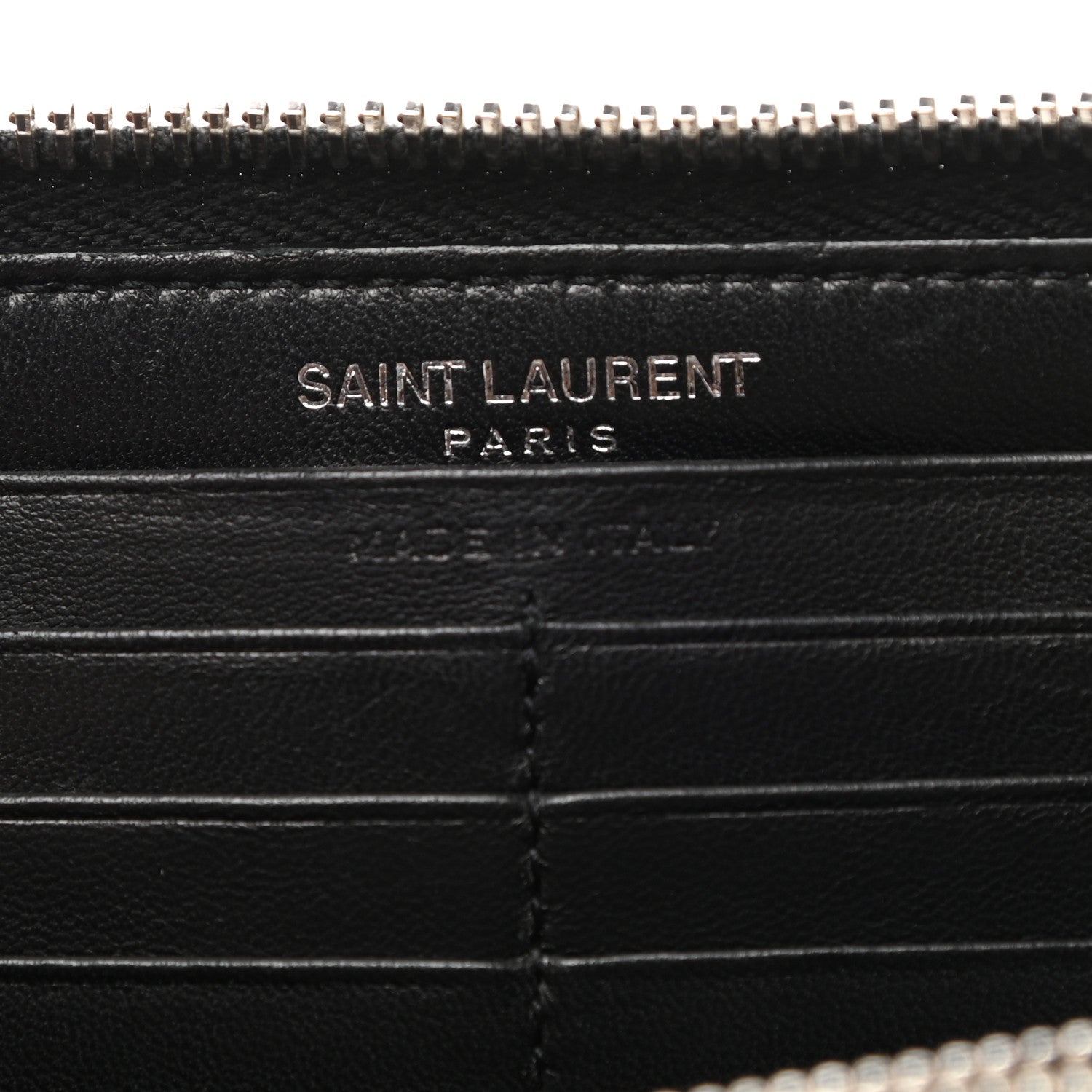Saint Laurent Calfskin Crocodile Embossed Monogram Zip Around Wallet Black 6 of 6