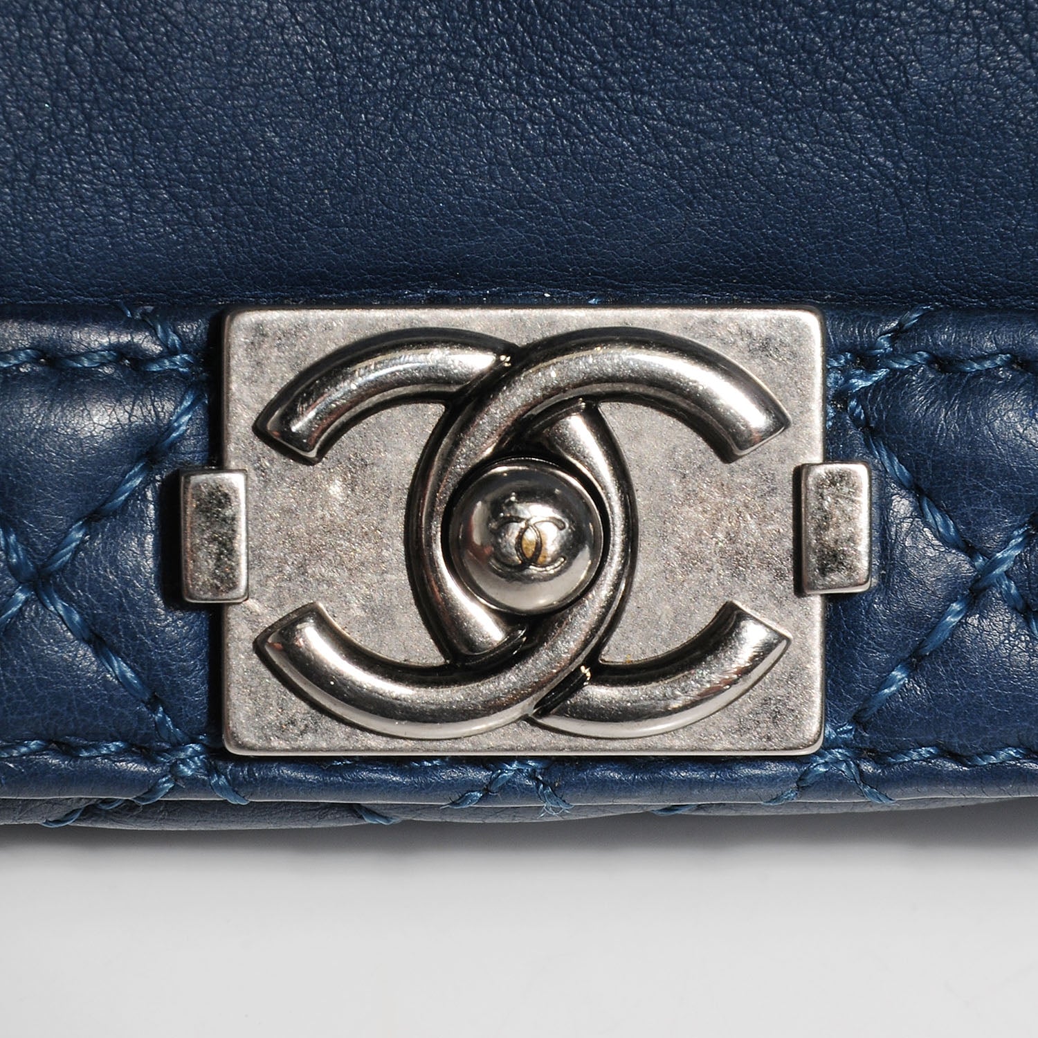Chanel Calfskin Small Boy Reverso Flap Dark Blue 10 of 14