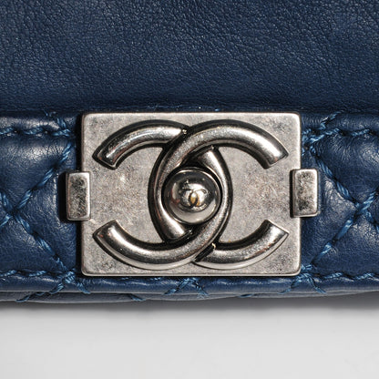 Chanel Calfskin Small Boy Reverso Flap Dark Blue 10 of 14