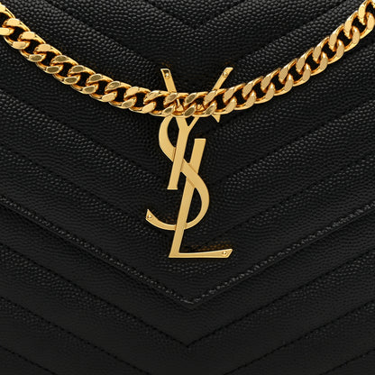 Saint Laurent Grain De Poudre Matelasse Chevron Monogram Chain Wallet Black 8 of 11