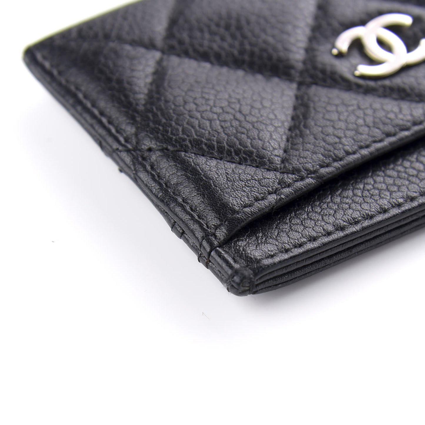 Caviar Quilted Card Holder Black