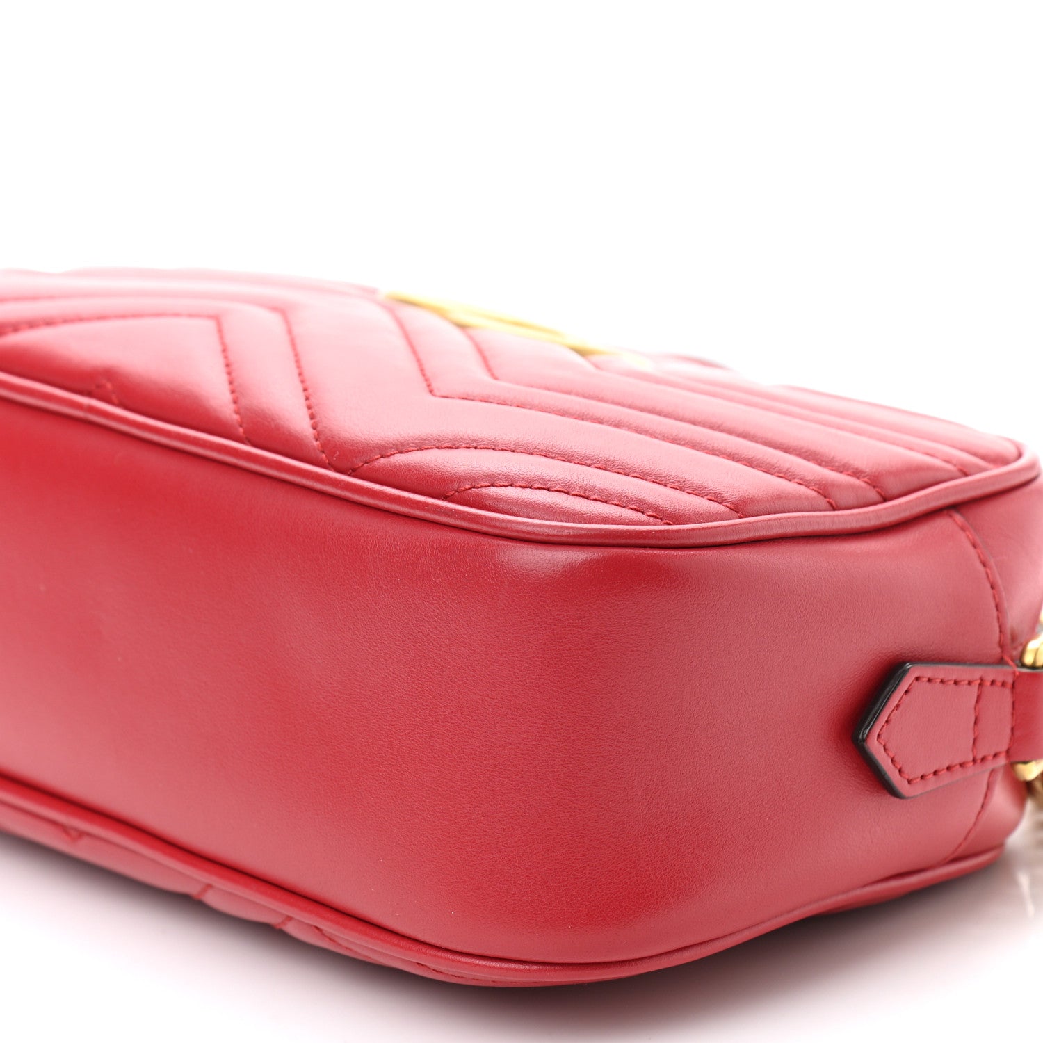 Gucci Calfskin Matelasse Small GG Marmont Chain Shoulder Bag Hibiscus Red 10 of 10