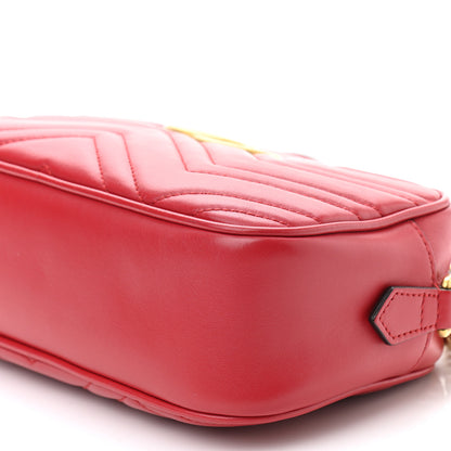 Gucci Calfskin Matelasse Small GG Marmont Chain Shoulder Bag Hibiscus Red 10 of 10