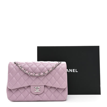 Chanel Lambskin Quilted Jumbo Double Flap Light Purple 11 of 11