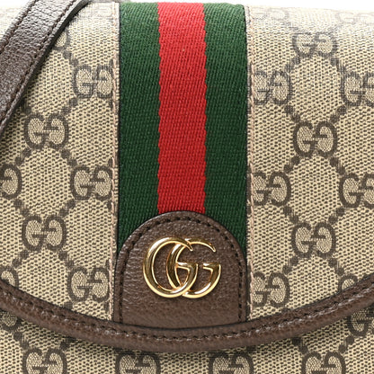 Gucci GG Supreme Monogram Textured Dollar Calfskin Mini Ophidia Flap Shoulder Bag Beige Ebony New Acero 8 of 10