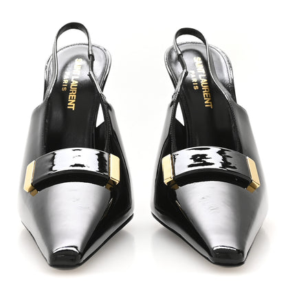 Saint Laurent Vernice Grupy Madame 115mm Slingback Pumps 37 Black 3 of 9