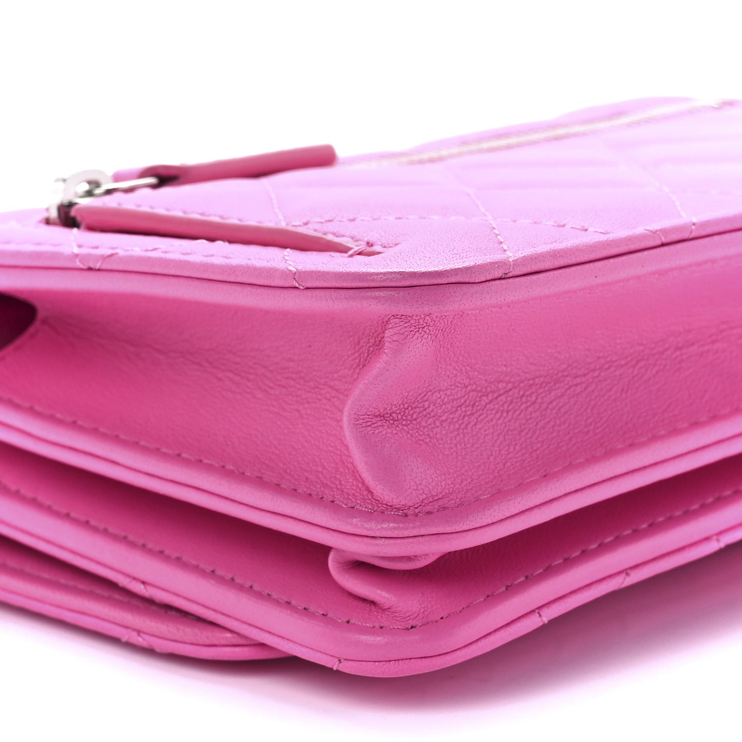Lambskin Quilted Mini Wallet On Chain WOC Pink