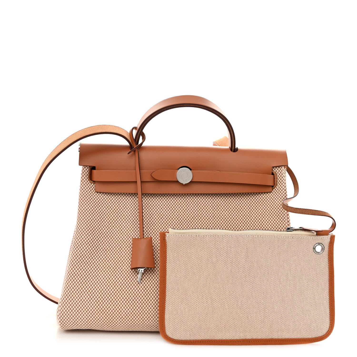 Hermes Vache Hunter Criss Viking Herbag Zip Retourne 31 PM Ecru Beige Naturel 1 of 9
