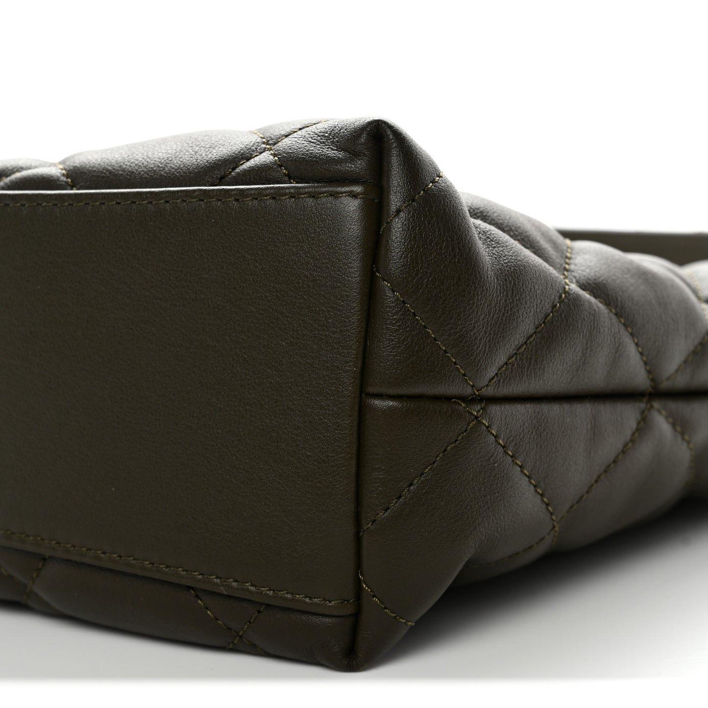 Calfskin Quilted Coco Mellow Hobo Khaki