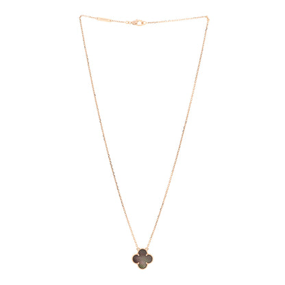 Van Cleef & Arpels 18K Rose Gold Gray Mother of Pearl Vintage Alhambra Pendant Necklace 3 of 6