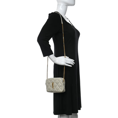 Saint Laurent Grained Lambskin Quilted Mini Becky Double Zip Bag Vintage White 2 of 13