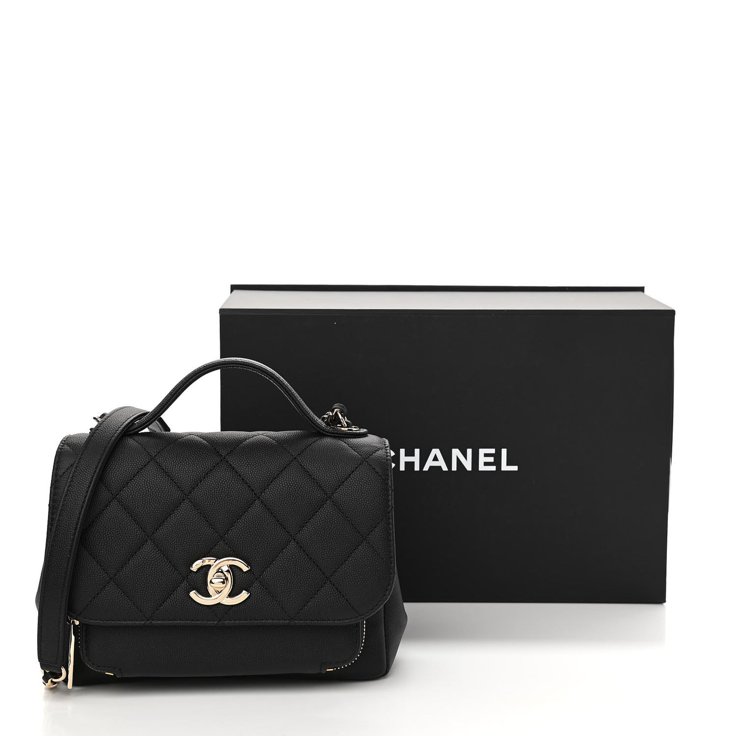Caviar Quilted Small Business Affinity Flap Black