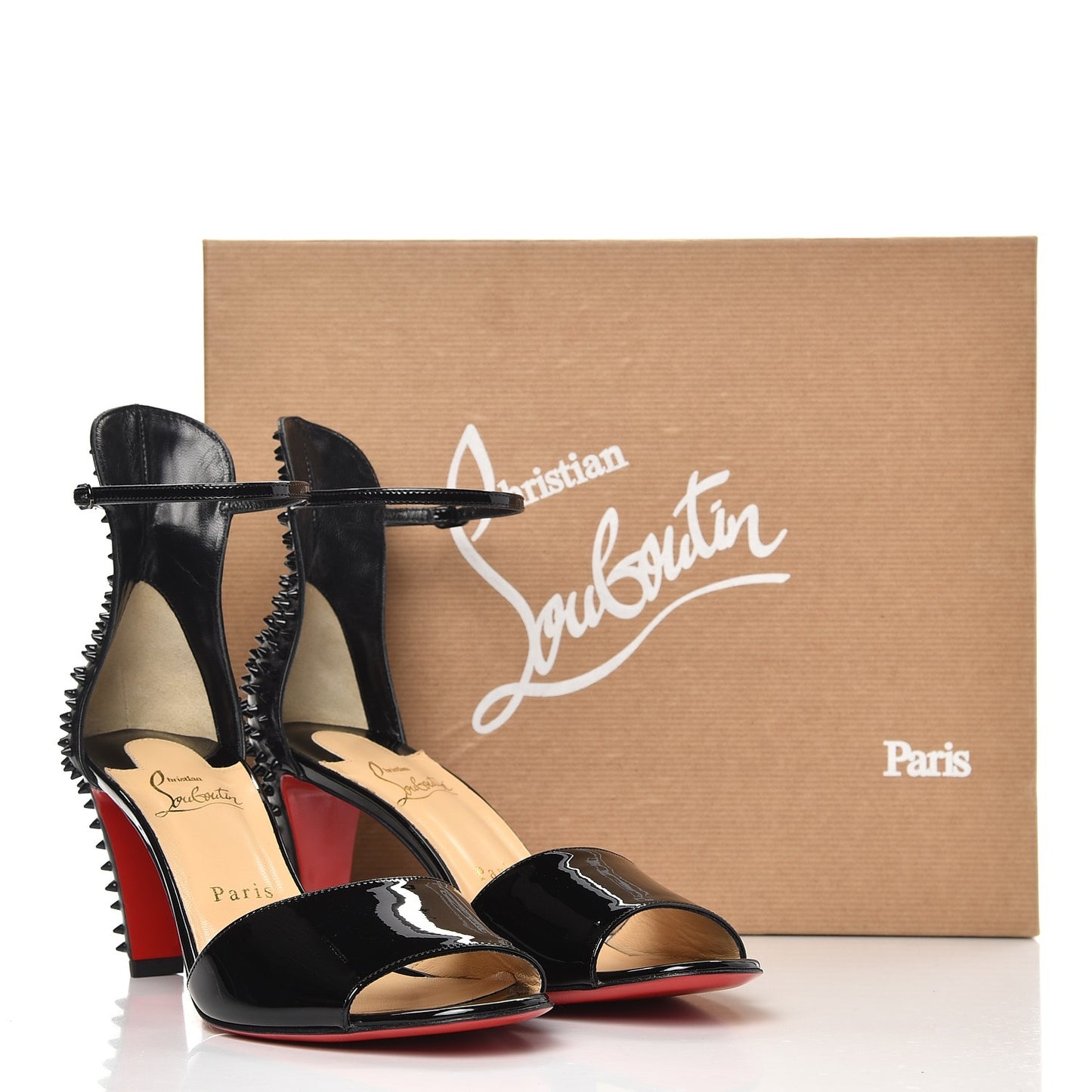 Patent Nappa Trezanita 70 Ankle Strap Sandals 39 Black