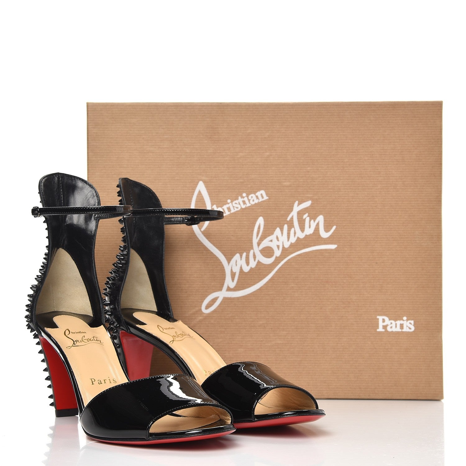 Christian Louboutin Patent Nappa Trezanita 70 Ankle Strap Sandals 39 Black 8 of 8