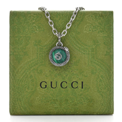 Gucci Sterling Silver Resin Garden GG Necklace Green 6 of 6