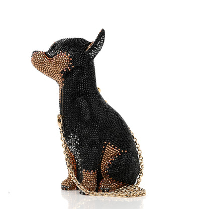 Judith Leiber Crystal Kendall's Doberman Minaudiere Clutch 3 of 12