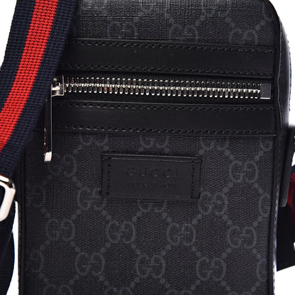 Gucci GG Supreme Monogram Appia Calfskin Web Small Camera Messenger Bag Black Grey 10 of 10