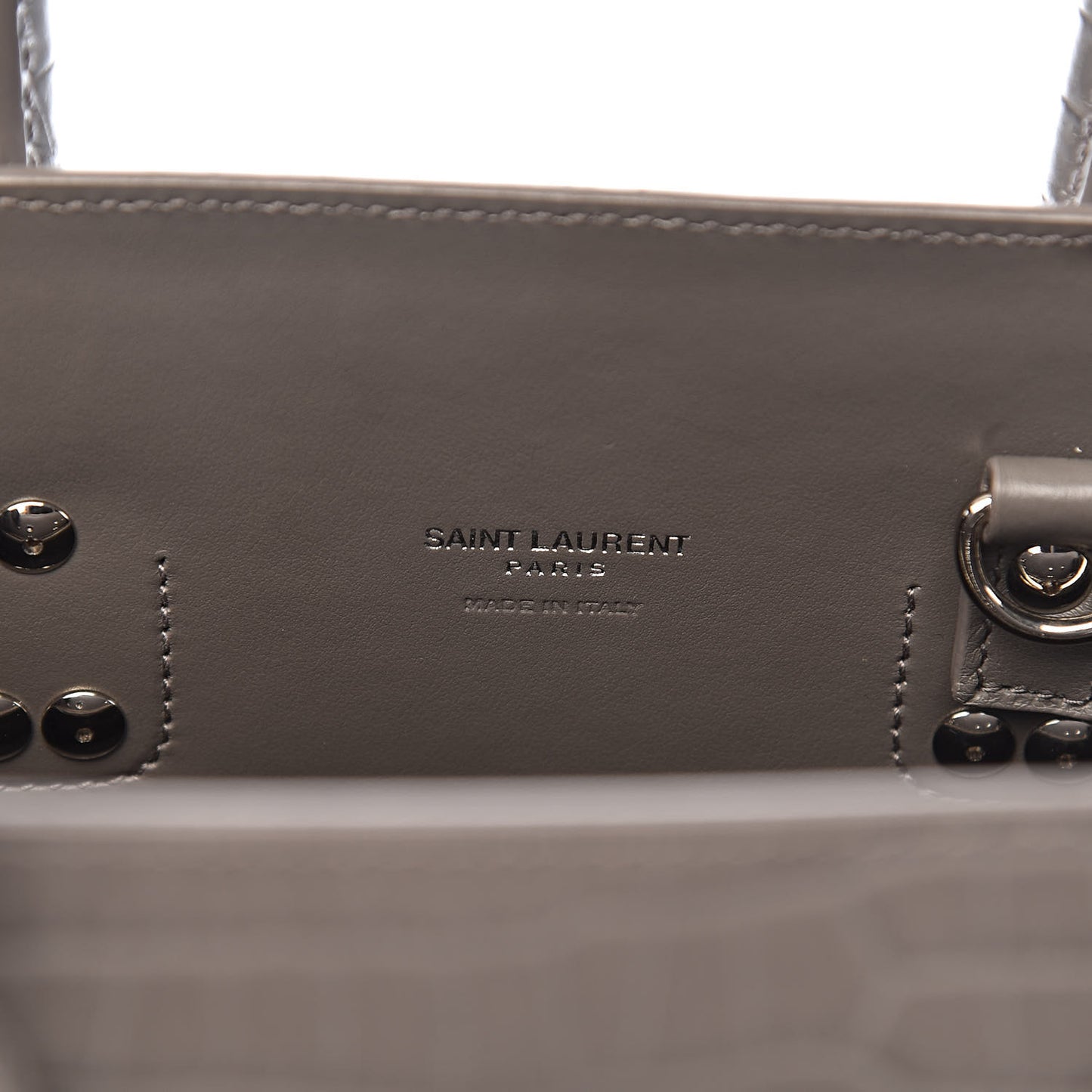 Calfskin Crocodile Embossed Baby Sac De Jour Fog