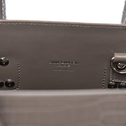Saint Laurent Calfskin Crocodile Embossed Baby Sac De Jour Fog 6 of 9