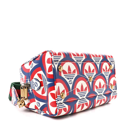 Gucci X ADIDAS Shangai Calfskin Web Trefoil Interlocking G Mini Duffle Bag Red White Blue 4 of 11