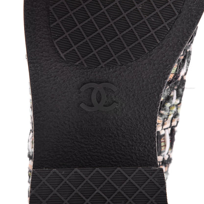 Chanel Tweed Lace Up Short Boots 38.5 Green Brown Black 6 of 10
