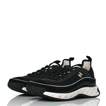Chanel Velvet Calfskin Mixed Fibers CC Sneakers 40.5 Black 3 of 8