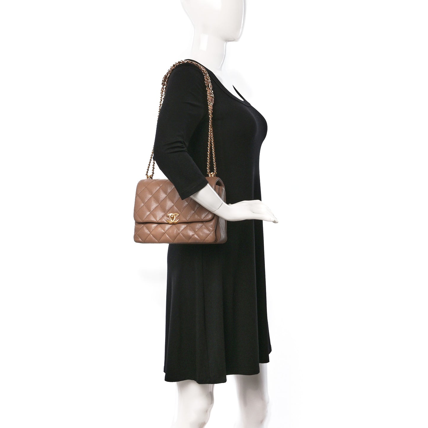 Caviar Quilted Coco First Flap Beige