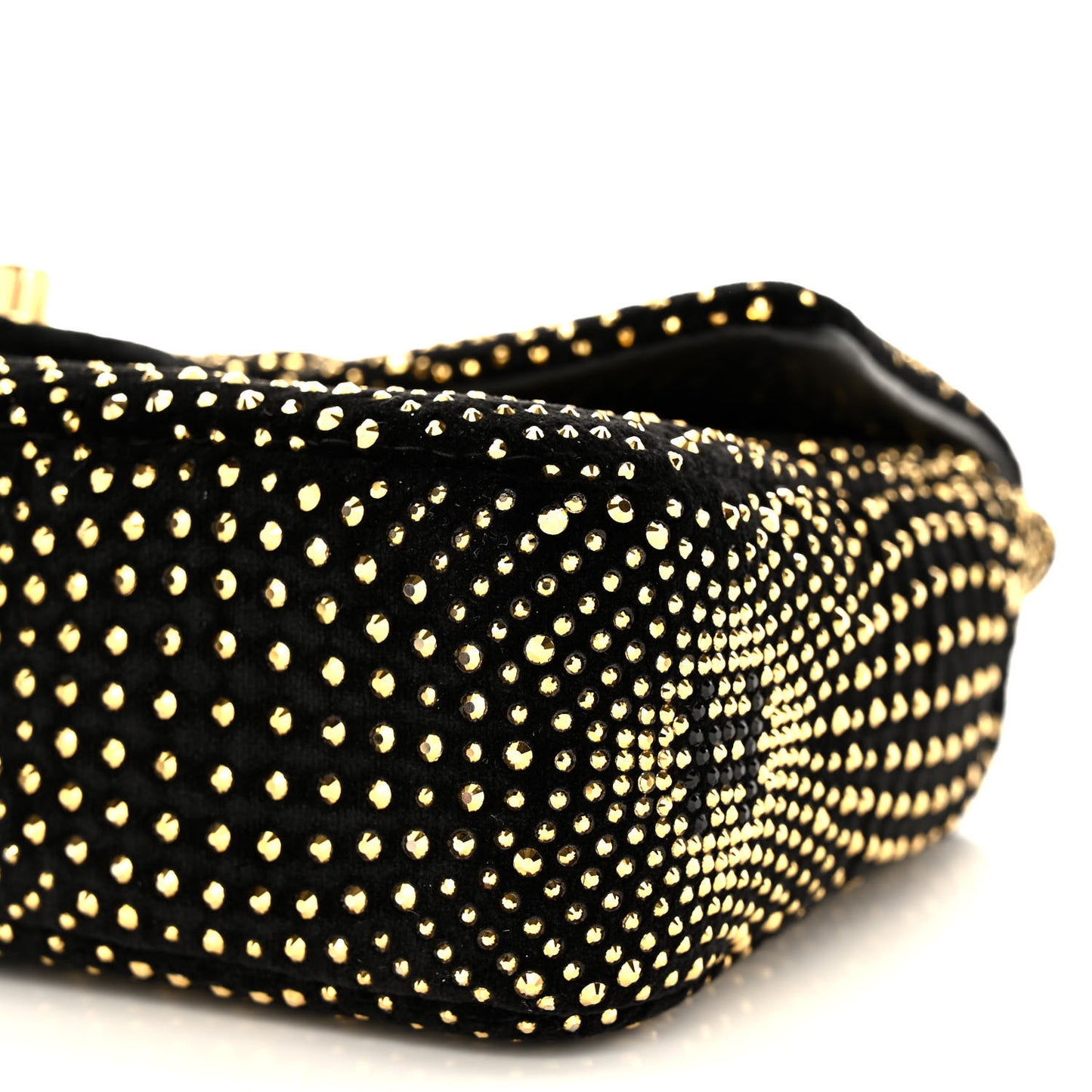 Velvet Strass Evening Flap Bag Black Gold