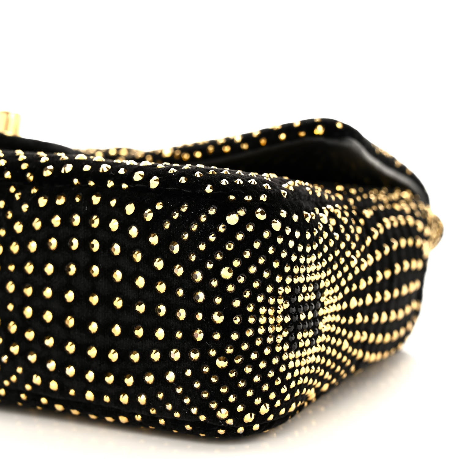 Chanel Velvet Strass Evening Flap Bag Black Gold 10 of 11