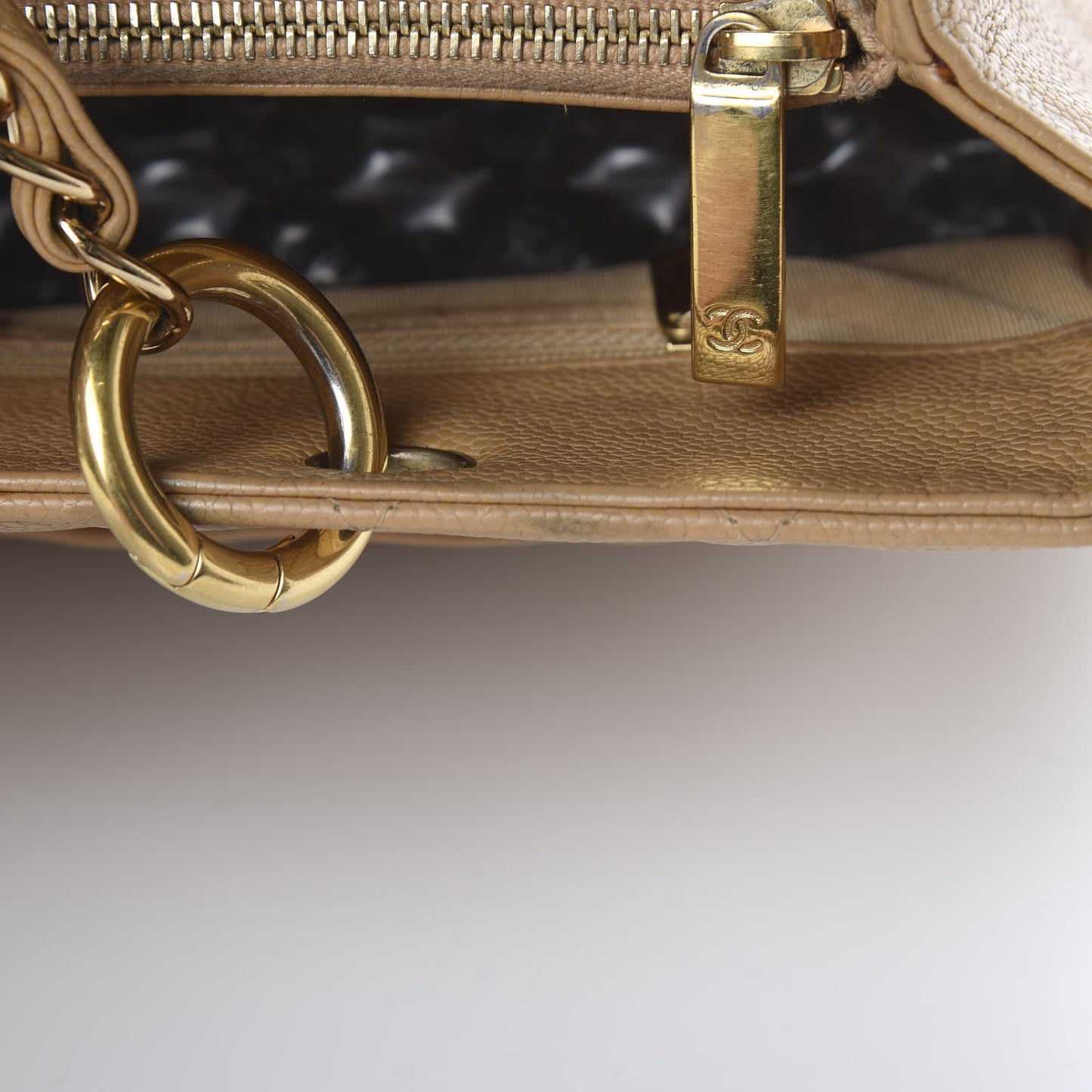 Caviar Quilted Grand Shopping Tote GST Beige