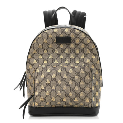 Gucci GG Supreme Monogram Bees Print Small Day Backpack Beige Oro Black 1 of 9