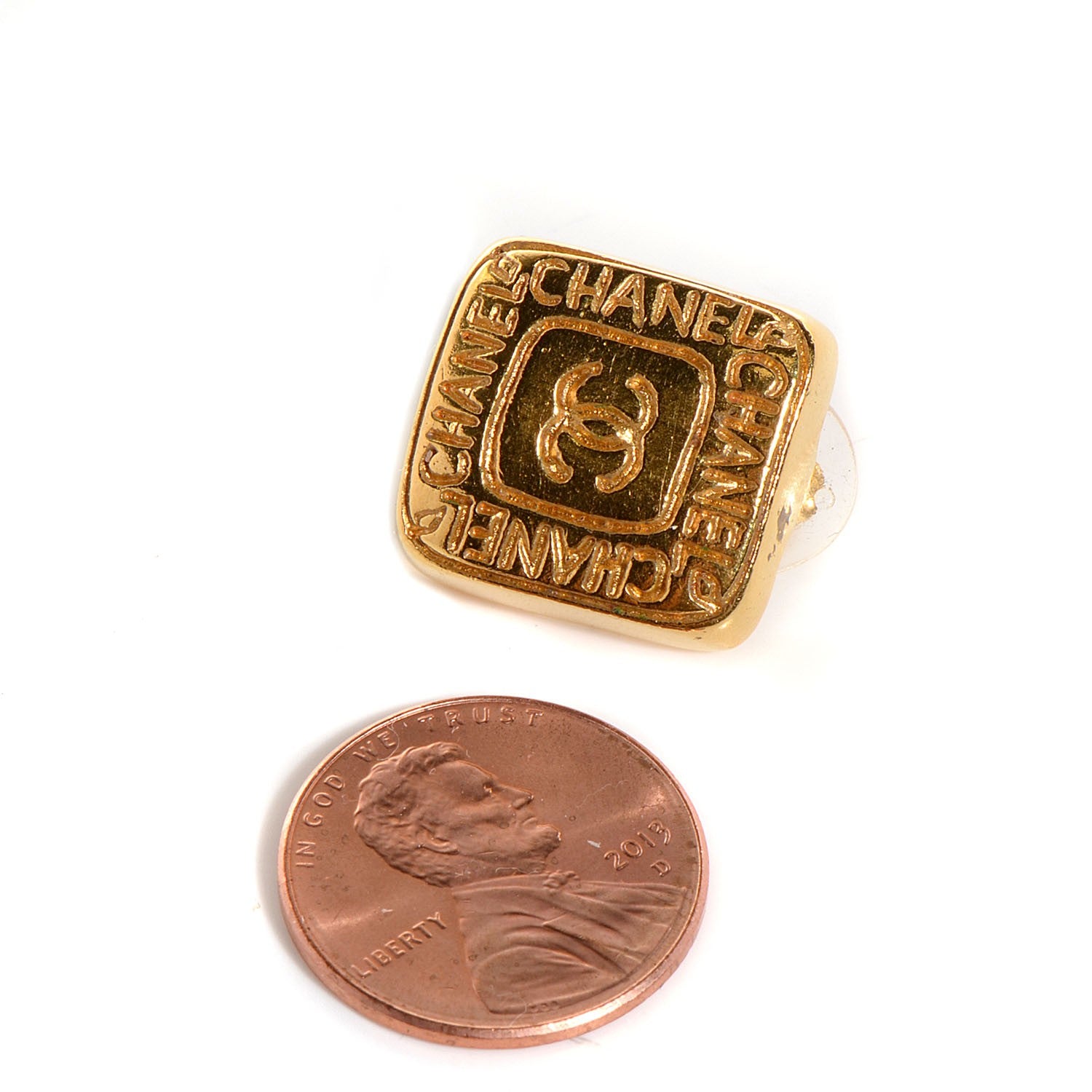 Chanel Square CC Clip On Earrings Gold 3 of 4