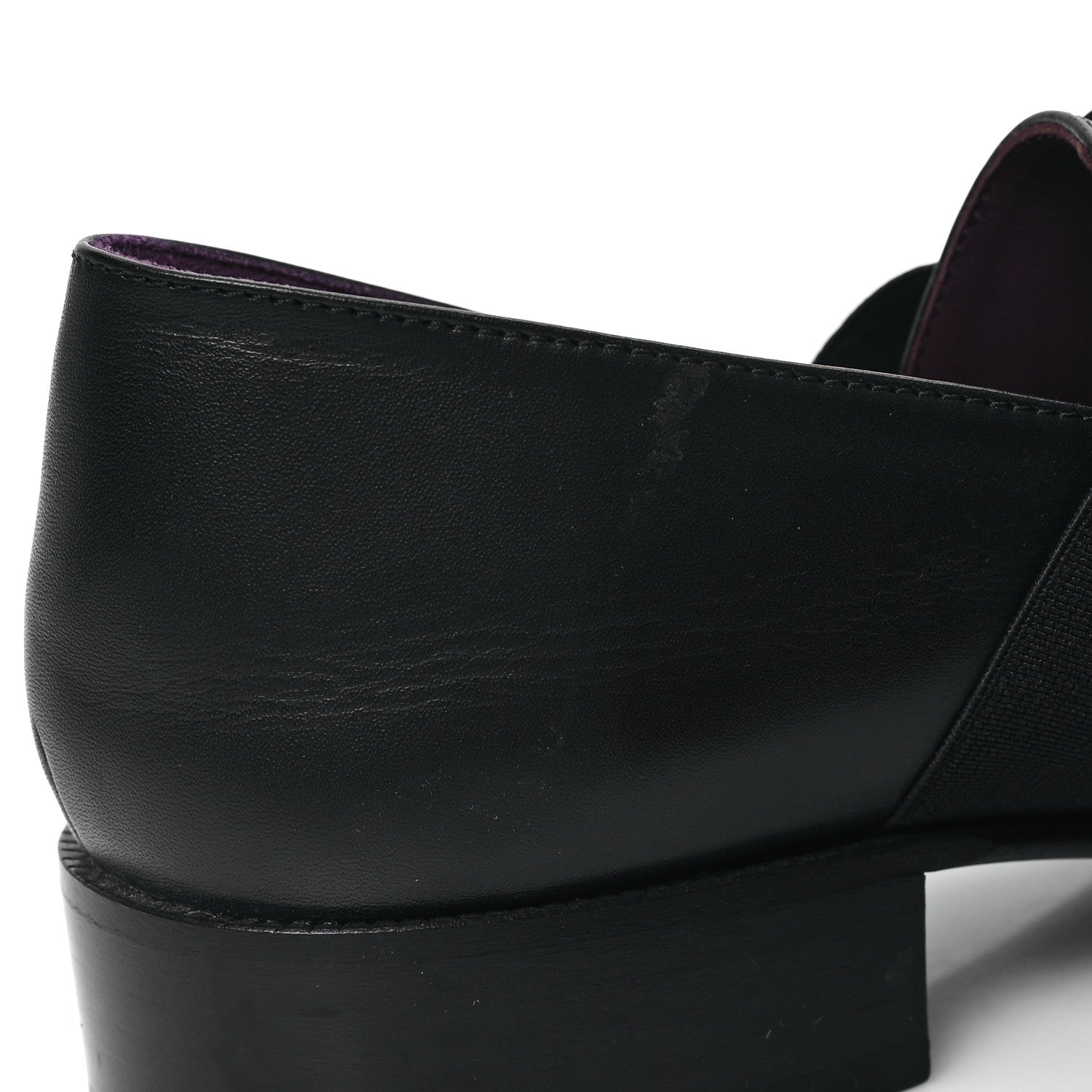 Chanel Calfskin Elastic Lace Up Cap Toe CC Loafers 38.5 Black 10 of 10