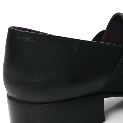 Chanel Calfskin Elastic Lace Up Cap Toe CC Loafers 38.5 Black 10 of 10