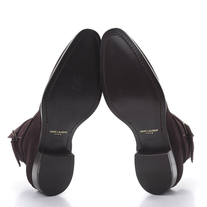 Saint Laurent Suede Soho Calfskin Ankle Boots 44 Deep Blood 5 of 8