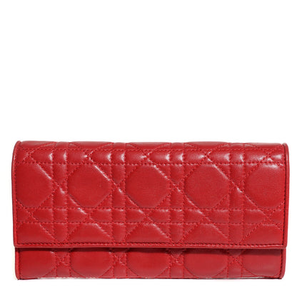 Christian Dior Lambskin Cannage Rendezvous Wallet Red 1 of 7