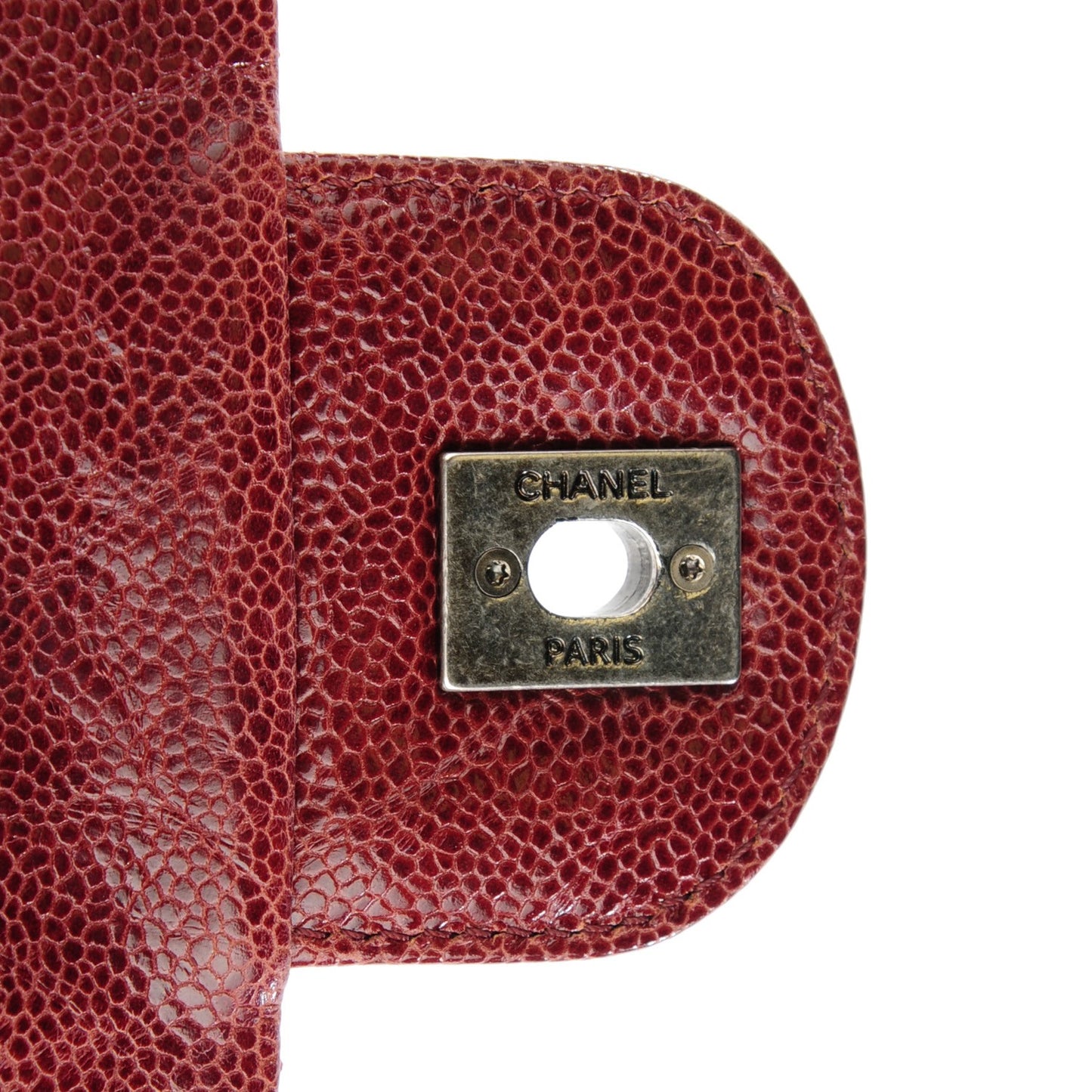 Grained Calfskin Quilted Medium Elastic Flap Bordeaux
