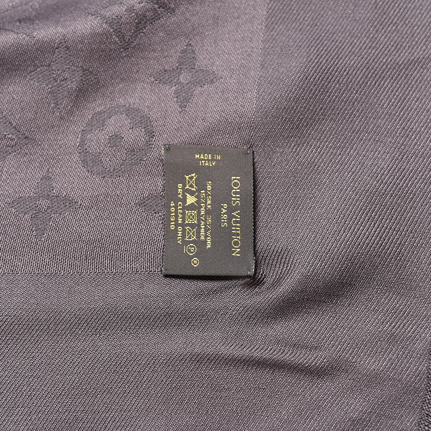 Louis Vuitton Wool Silk Monogram Poetic Shawl Grey Black 4 of 6