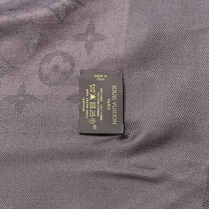 Louis Vuitton Wool Silk Monogram Poetic Shawl Grey Black 4 of 6