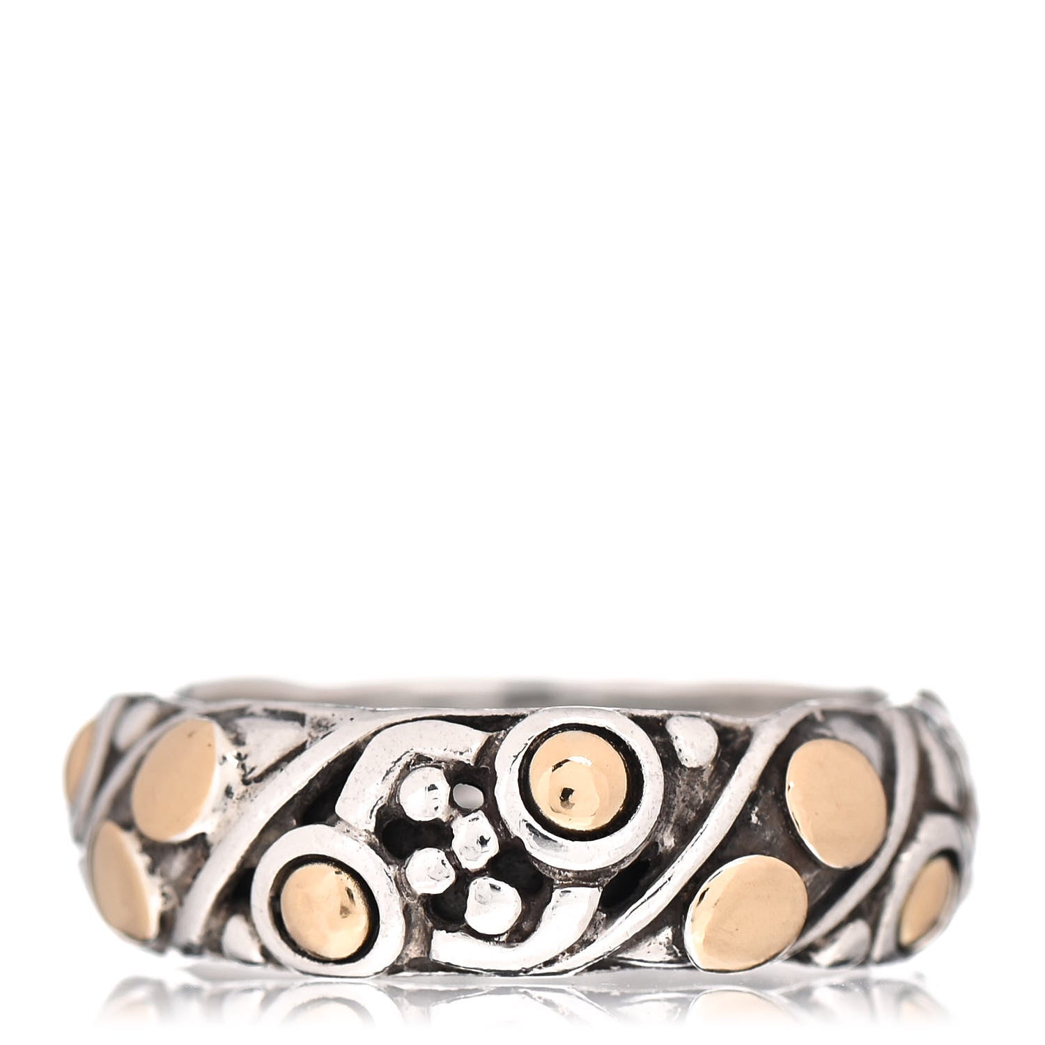 John Hardy Sterling Silver 18K Yellow Gold Jaisalmer Dot Band Ring 52 6 3 of 4