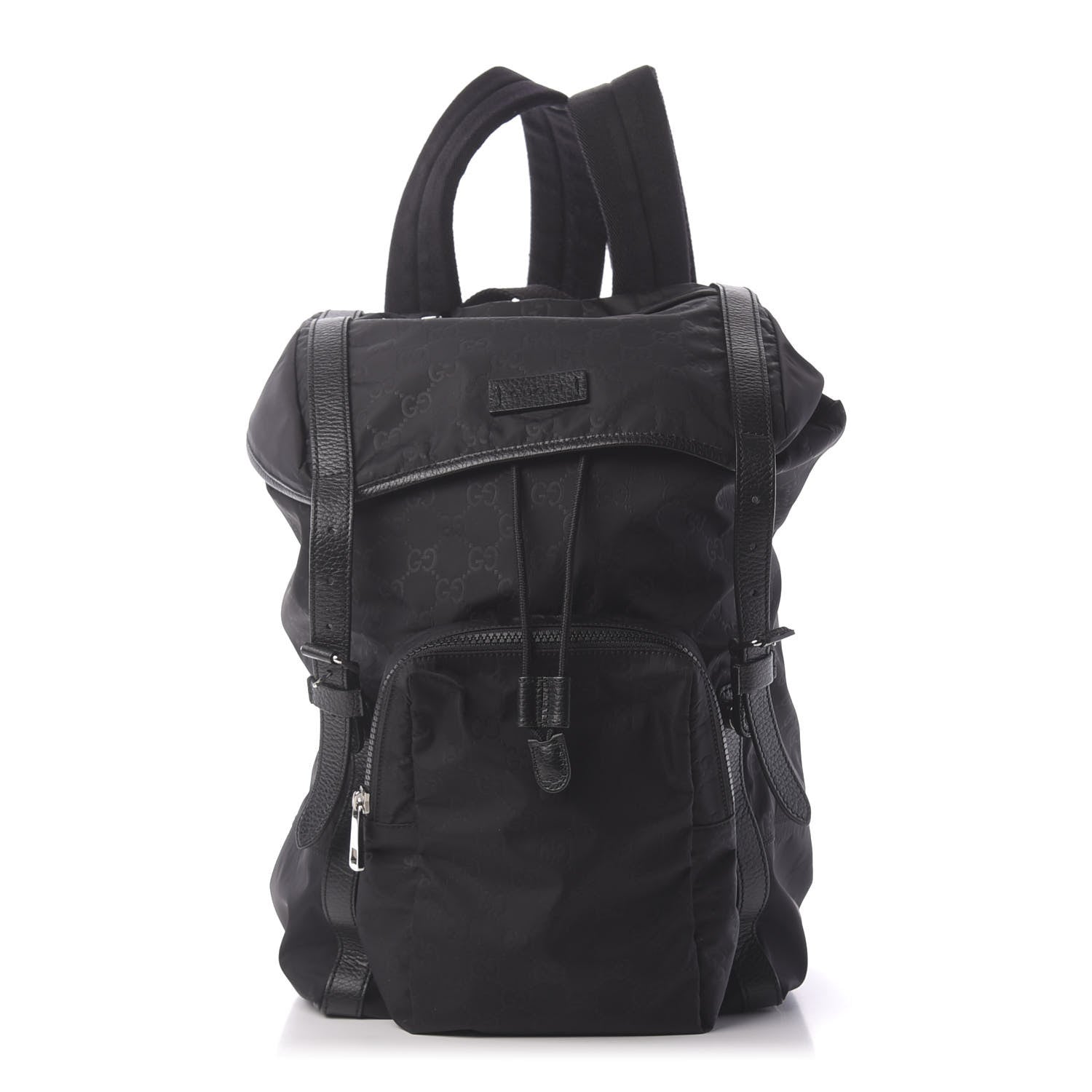 Gucci Nylon Monogram Medium Light Double Buckle Backpack Black 1 of 9