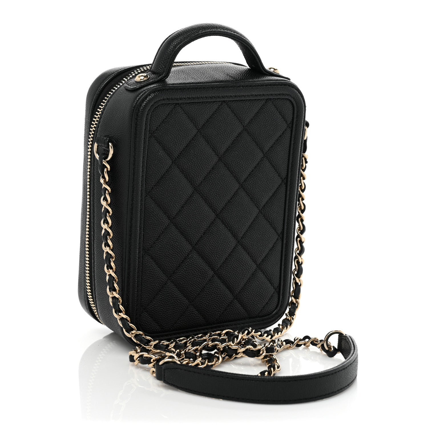 Chanel Caviar Quilted CC North South Filigree Vanity Case Black 3 of 22