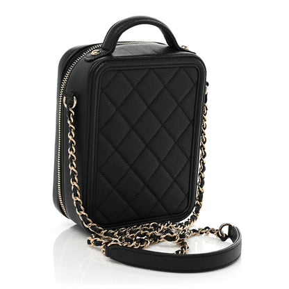 Chanel Caviar Quilted CC North South Filigree Vanity Case Black 3 of 22