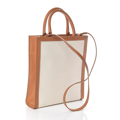 Celine Canvas Calfskin Small Vertical Cabas Natural Tan 2 of 8